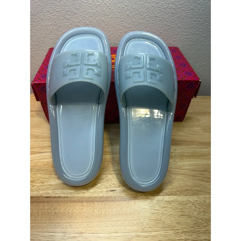 Tory Burch Bubble Jelly Slide Sandals Dew Blue 85010 Womens 7B